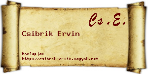 Csibrik Ervin névjegykártya
