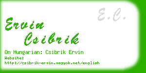 ervin csibrik business card